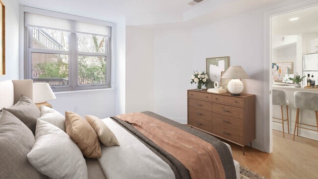 Dormitorio con suelo de madera - Park Connecticut