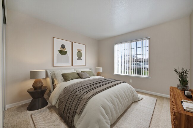 Bedroom In The 1 Bedroom Floor Plan - Cobblestone Creek Apartments