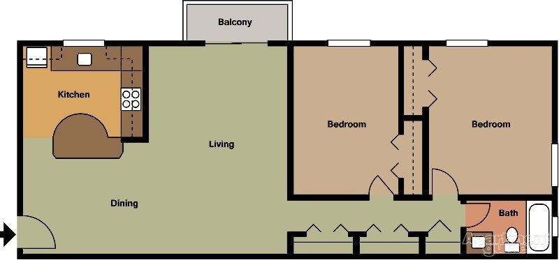 2HAB/1BA - Royal Garden Apartments