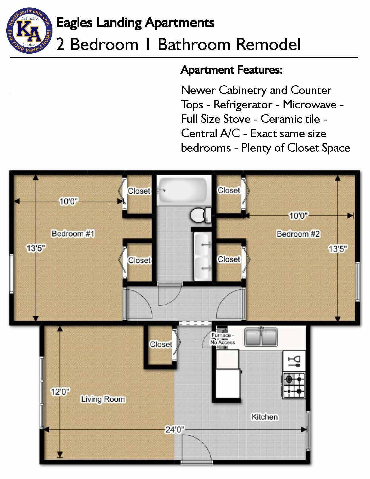 Eagles Landing Apartments – 2 Bedroom - 1 Bath Remodel