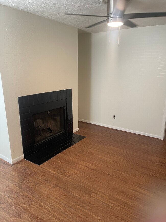 Living room with fireplace - 4441 Old College Rd
