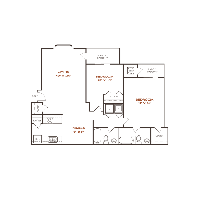 S2-Residences Bear Creek-Floorplans_B1-2B2B-910 SF.png - Residences at Bear Creek