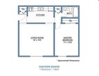 1 Bedroom, 1 Bath 640 sq. ft.