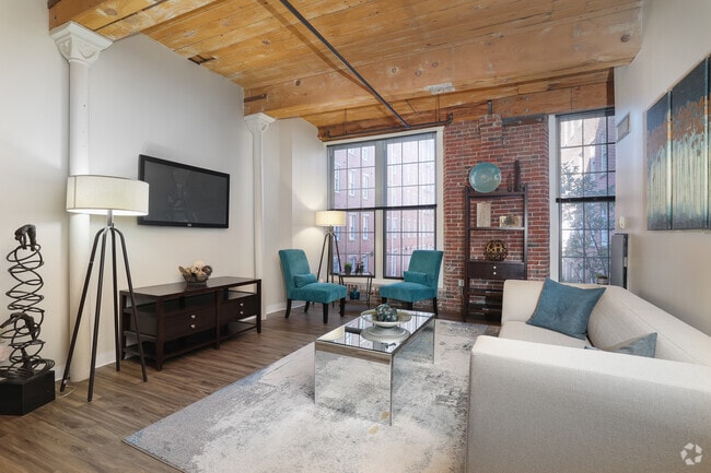 1BR, 1BA - 888SF - Living Room - The Apartments at Boott Mills