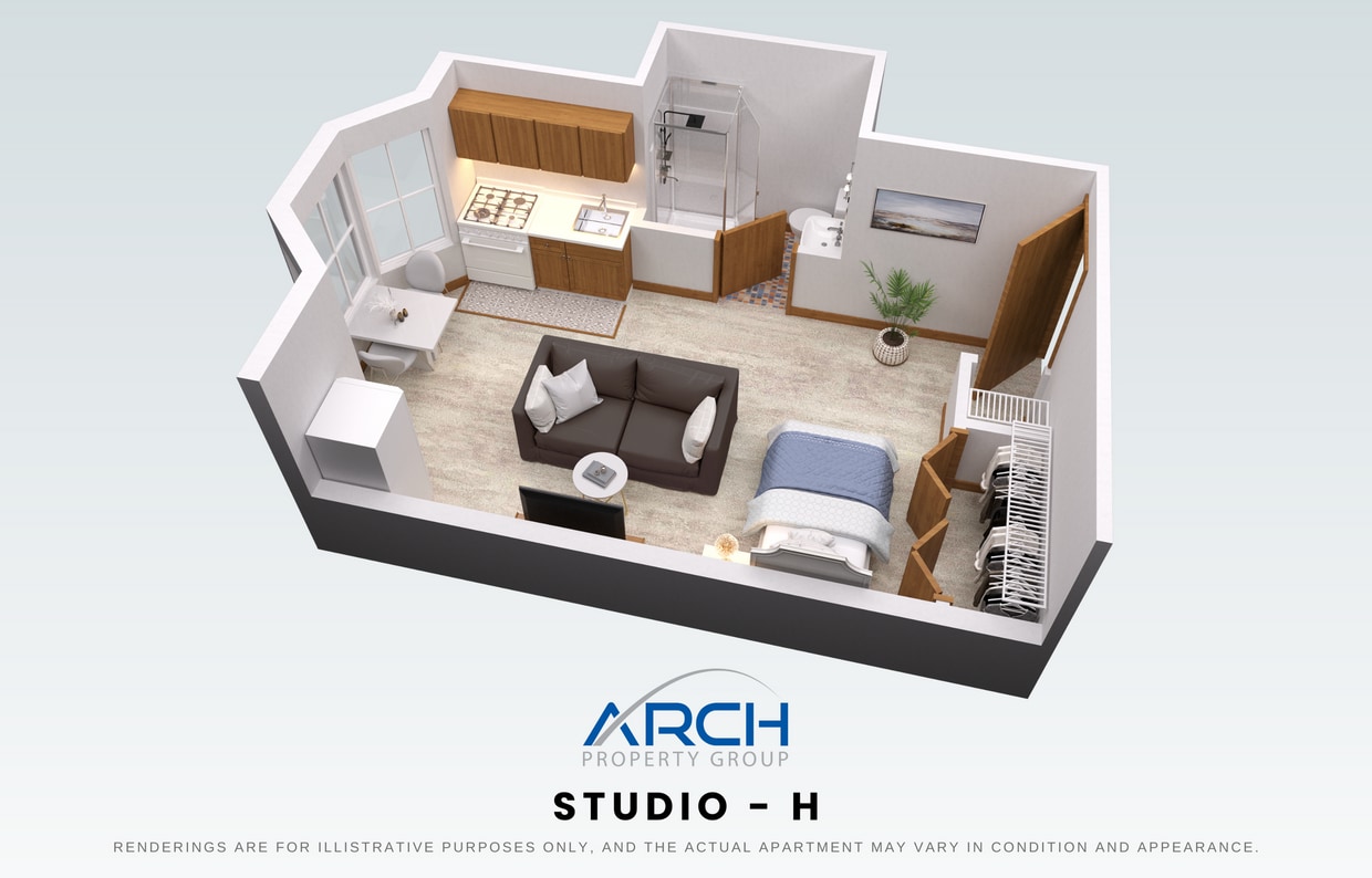 Gilman - H Floor Plan - The Badger Den Apartments on Gilman