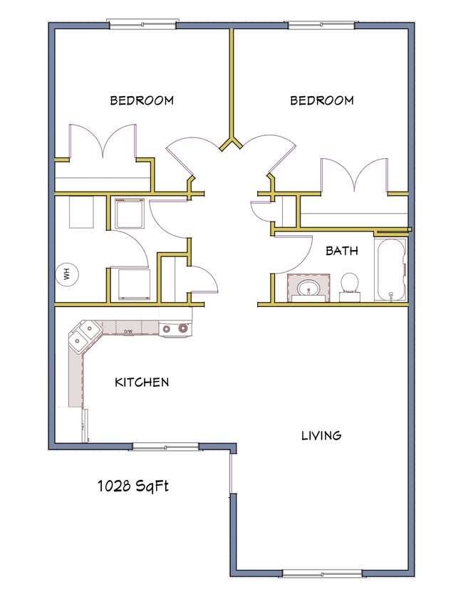 2BR/1BA - Regal Townhomes