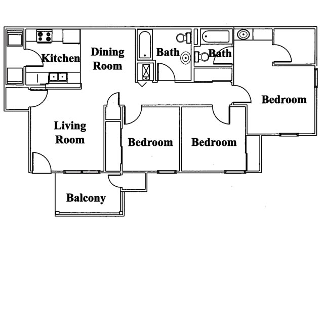 3BR/2BA - Dunes Apartments