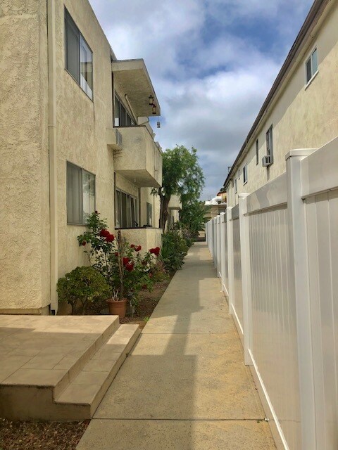 Pasarela a las unidades: vista desde el frente del edificio - 3739 Clarington Ave