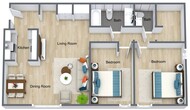 Two Bedroom, One and a Half Bathroom | 1