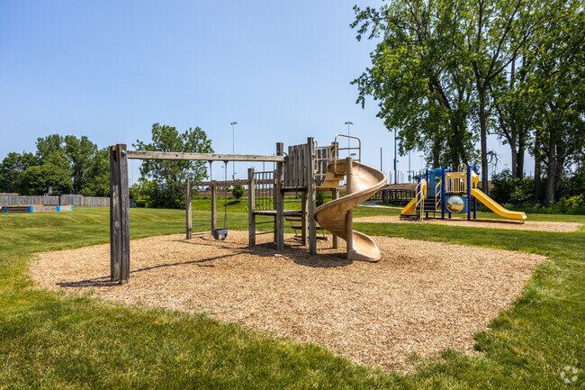 Lions Park has multiple playgrounds to for many Grimes locals to play at once.