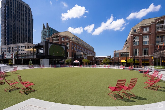 Atlantic Station has a central lawn that residents of Loring Heights can use.