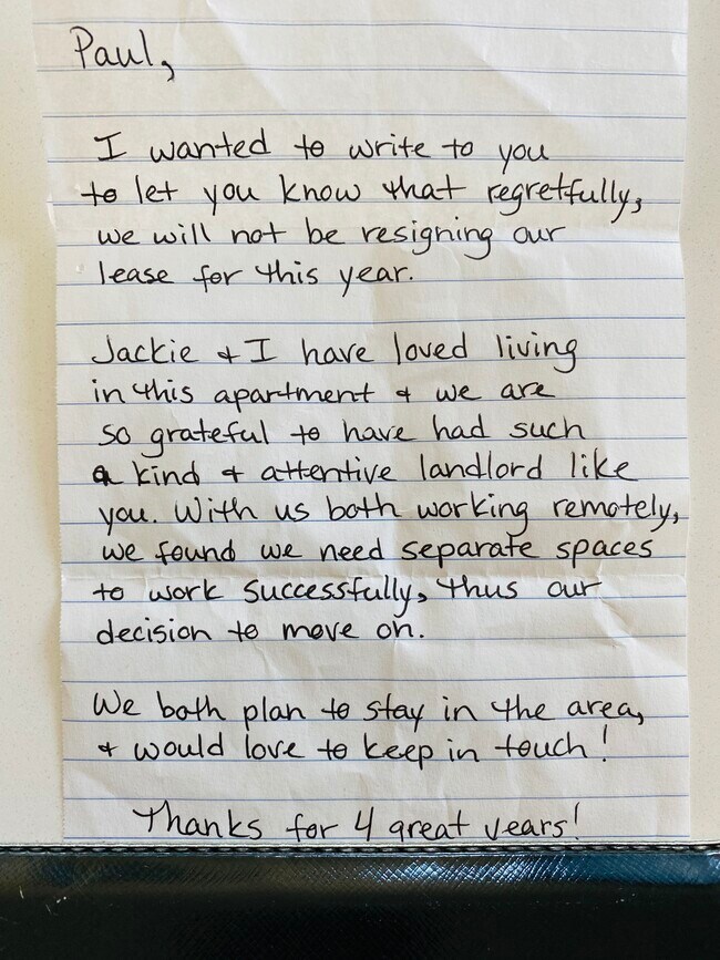 Letter from previous tenants... - 458 W Saint James Pl