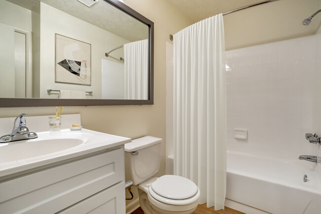 Upgraded Package II bath with white cabinetry and countertop - eaves Columbia Town Center