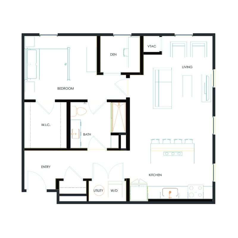 Medley – One Bedroom One Bathroom with Den A2