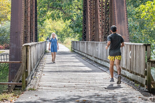 The Rail Trail near Westover is used by walkers and runners to get in their steps and miles.