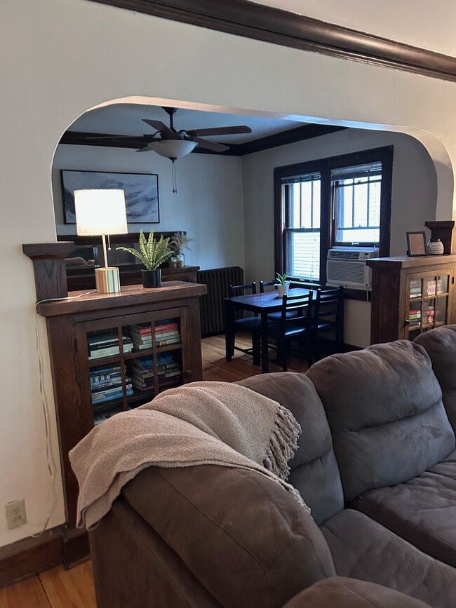 Built-in bookcases flanking entry to dining room - 4947 York Ave S