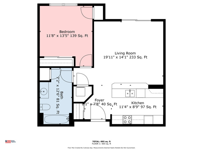 1 Bed Floorplan - Cannery Square Apartments