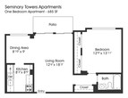 1BR 1BA (685sf)