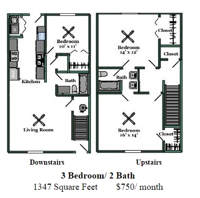 3 Bedroom 2 Bath - Brighton Park Apartments