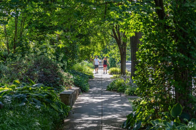 A couple strolls down the quiet, shaded streets of Cleveland Park.