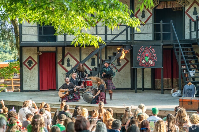 A Scottish rock band ends their show with a flame-filled finale at the Renaissance Faire.