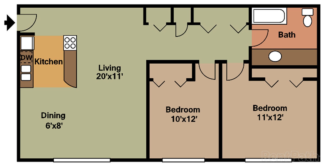 Great Northern Village – 211 - 2 Bdrm, 1 Bath, 1st Floor