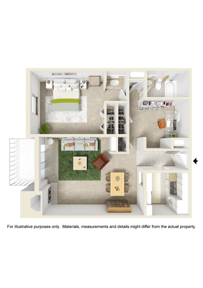 1BD/1BA + Den 835 Sq.Ft. - Monaco Parkway Apartments