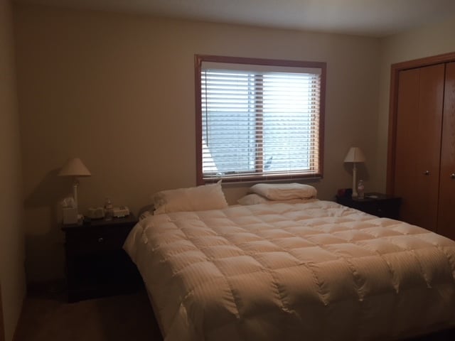 large master bedroom with walk in closet and attached bath - 208 Coves Ct