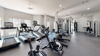 Located at 7221 US Highway 70 S in Nashville, Tennessee, this fitness center offers a comprehensively equipped workout facility housed on a single floor. The space features a clean, modern aesthetic with light-toned walls, recessed lighting, and ceiling fans that contribute to a comfortable exercise environment.

The layout is thoughtfully organized to accommodate a wide variety of workout styles. A dedicated cardio zone lines one side of the room, featuring multiple treadmills, cycling bikes, and additional cardio machines. Floor-to-ceiling mirrors span an entire wall, visually expanding the space and allowing users to monitor their form during exercise.

The strength training area is equally well-appointed, housing a multi-station cable machine, a power rack with a punching bag attachment, and a selectorized weight machine with a blue padded bench. Free weights, including a full rack of dumbbells paired with adjustable benches, provide versatility for resistance training. Wall-mounted flat-screen TVs are positioned throughout the space for entertainment during workouts.

Durable rubber flooring covers the entire area, providing both safety and functionality. Natural light filters in through large windows, offering views of the surrounding greenery. Additional amenities include a water fountain, hand sanitizer station, and waste receptacles, ensuring a clean and convenient experience for all users.