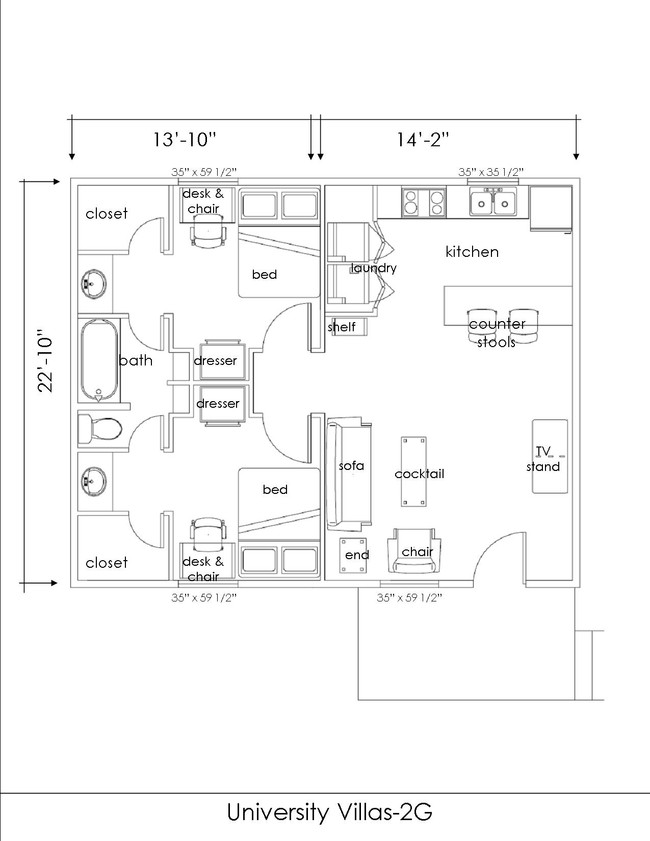 2BR/1BA - University Villas