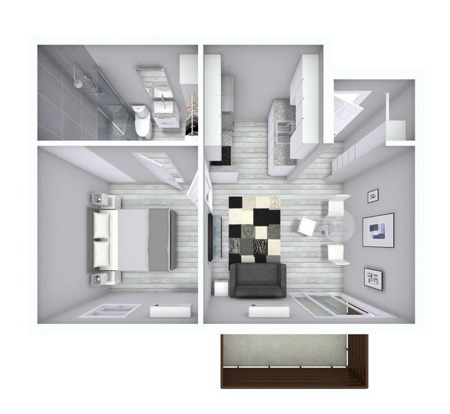 Plano de planta 3D de 1 dormitorio HighPointe.png - High Pointe