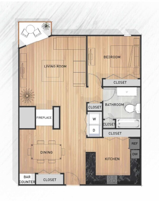 Floor Plan - very spacious for a 1 BR - 232 W Franklin Ave