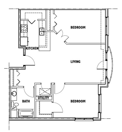 2BR/1BA - Library Square Apartments