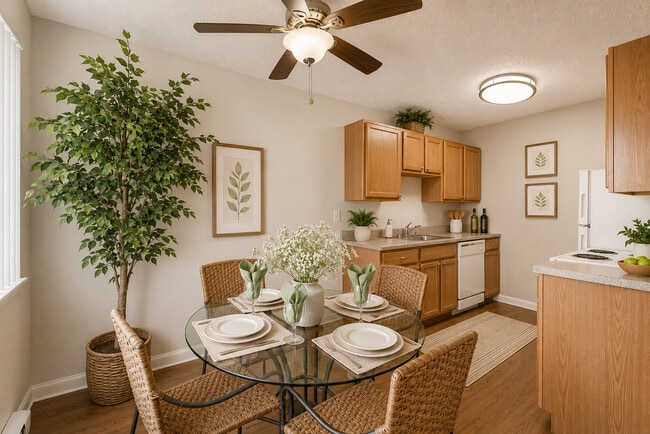 A Standard Dining Room and Kitchen at Greentree Village Apartments - Greentree Village Apartments