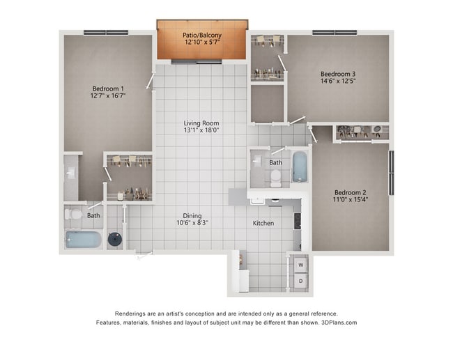 C1_3Bed_2Bath_1330 Sq Ft - 4120 at Palm Beach Gardens Apartments