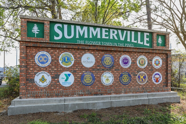 The Summerville downtown neighborhood welcoming sign shows all of the community spirit.