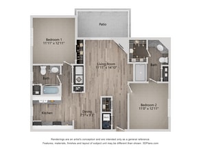 B4_2Bed_2Bath_1070 Sq Ft - The Quarry Apartments
