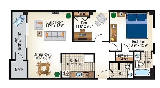 1HAB/1BA - Sheffield House Apartments