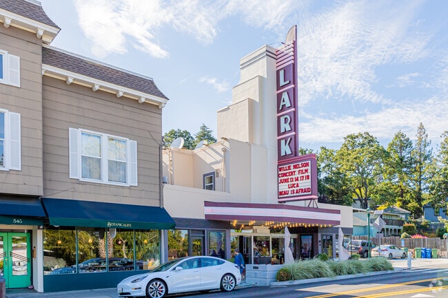 The Art Deco style theatre in Larkspur is a favorite hangout spot for locals.