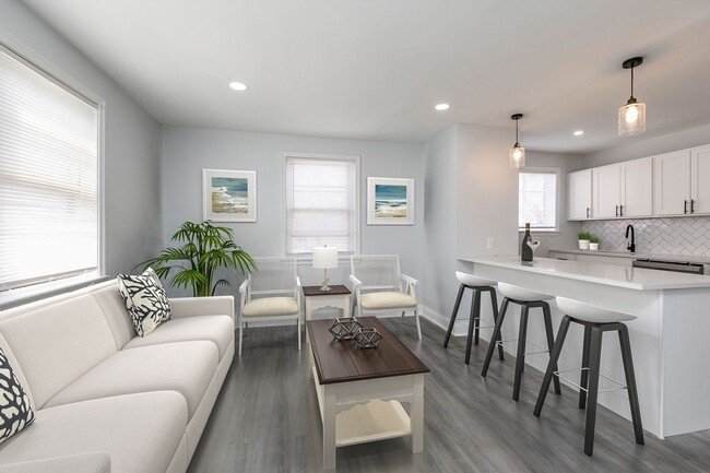 Living Area/Breakfast Bar-Renovated - Audubon Apartment Homes