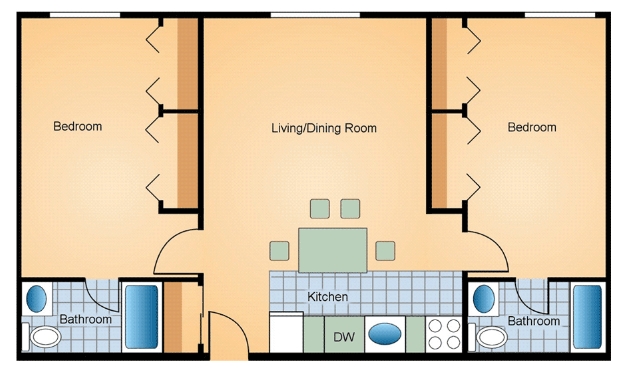 2HAB/2BA - Penn Center Apartments