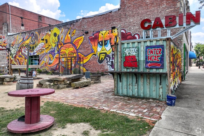 Voodoo Brewery has outside seating with unique art in New Kensington.