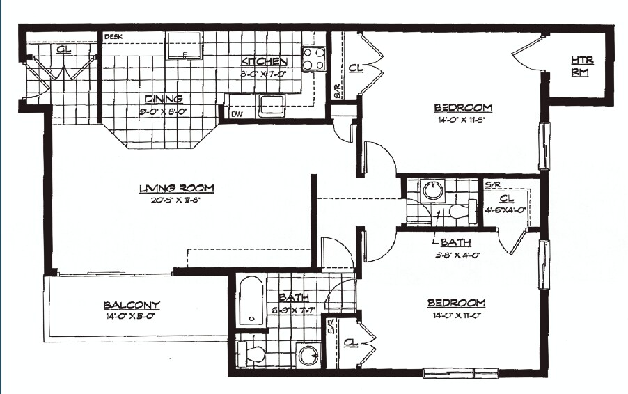 2BR/1BA - Cynwood Club Apartments