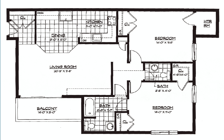 2HAB/1BA - Cynwood Club Apartments