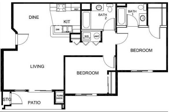 2BR/2BA - Elk Creek Apartments