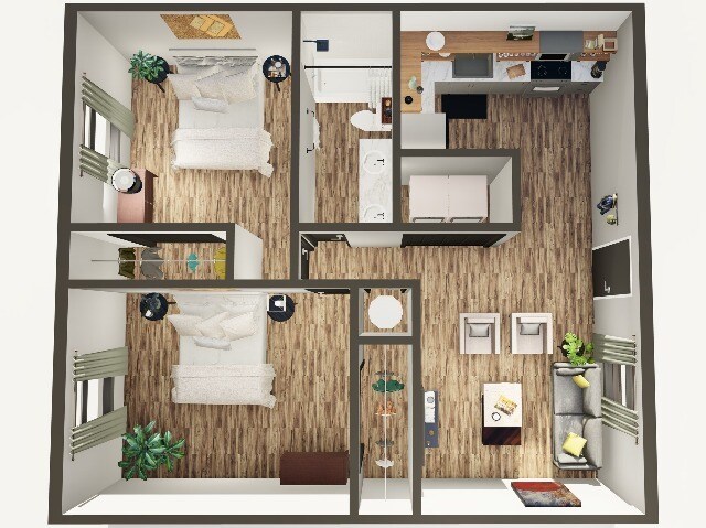 Vista de pájaro - Vista de la unidad - Revisada - Walnut Shade