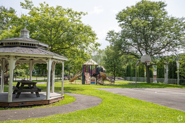 Playground and gazebo at the park.