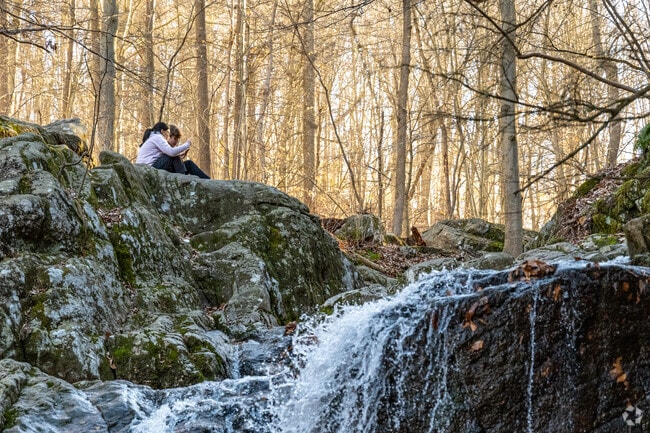 Sit next to the waterfall at Patapsco Park in Lansdowne-Baltimore Highlands.
