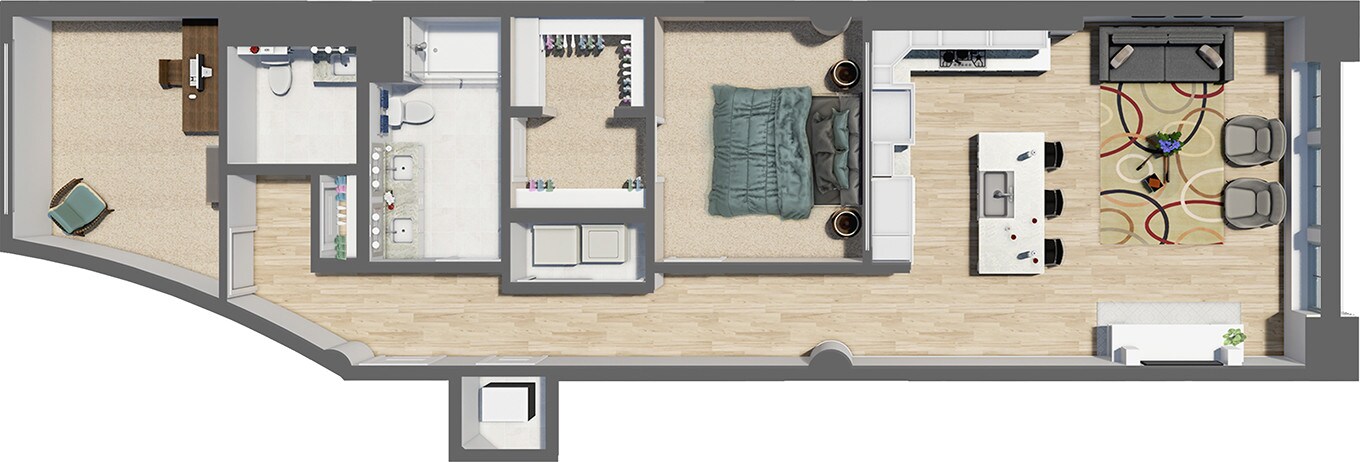 Residences at Halle – Suite Style 06 - 1 Bedroom 1.5 Baths with Den
