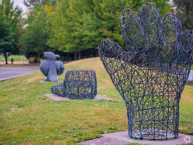 Take a selfie by one of the cool sculptures at Celebration Park in Federal Way.